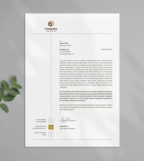 Letterhead Layout with Golden Accents