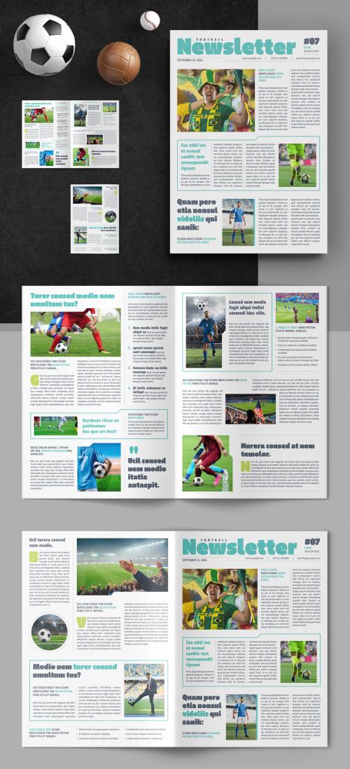 Football Sport Newsletter Layout with Green Accents