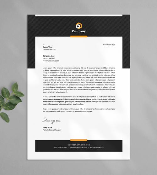 Letterhead Layout with Orange Accents