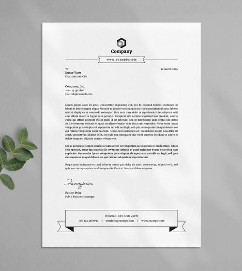 Letterhead Layout with Ribbon Design Elements
