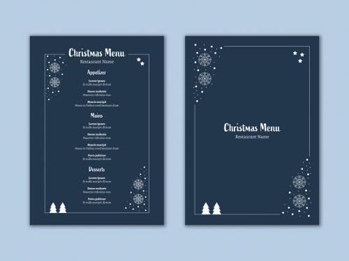 Blue And White Christmas Menu