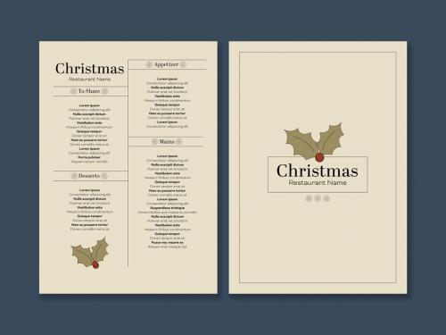 Beige Minimal Christmas Menu