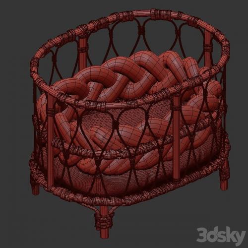 Rattan doll bed