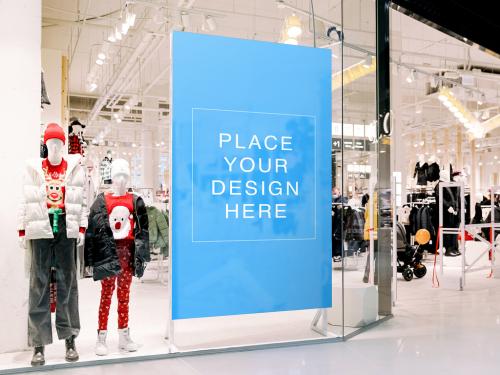 Shopping Mall Window Stand Banner Mockup