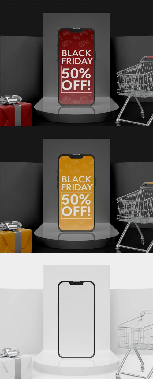 Smartphone Screen with Black Friday Theme Mockup