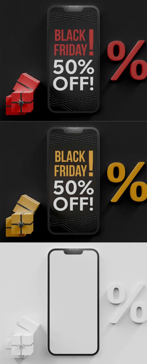 Top View of Black Friday Tag Mockup