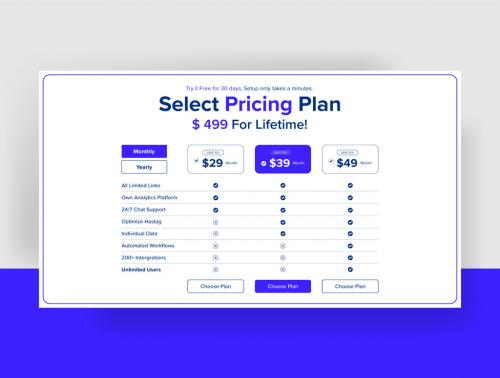 Pricing Plan Design Set Layout