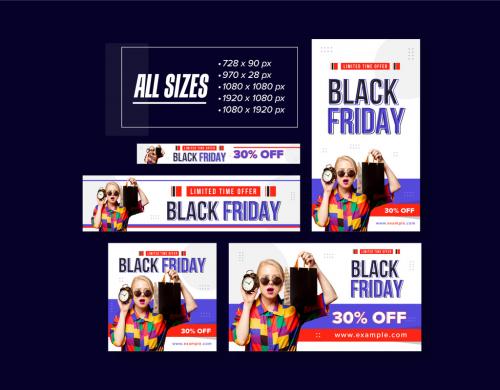 Black Friday Social Ads Set Design Layout