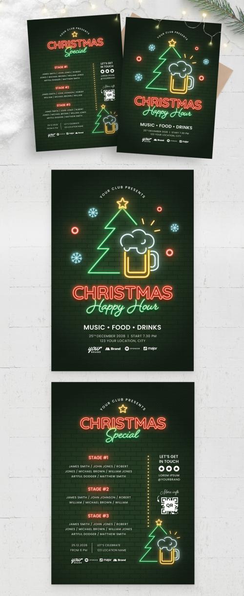 Neon Christmas Party Flyer