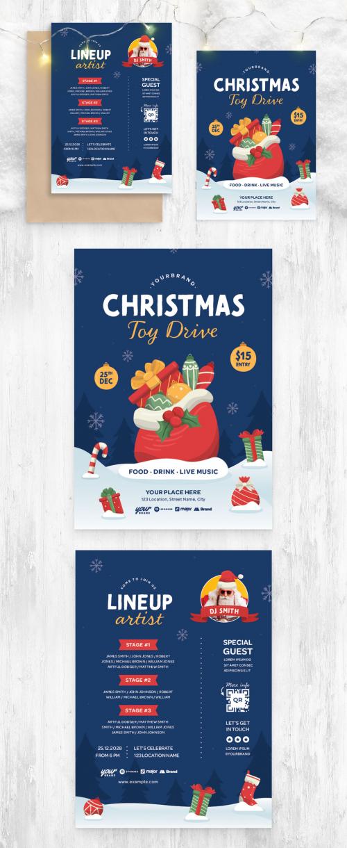 Christmas Toy Drive Flyer Poster Layout