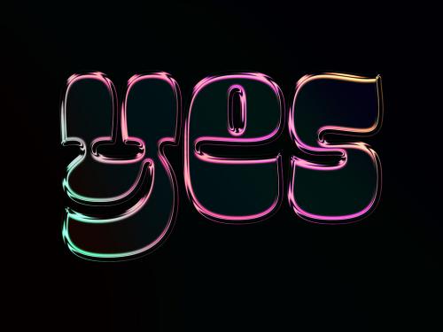 Colourful Glassy Holographic Text Effect Mockup