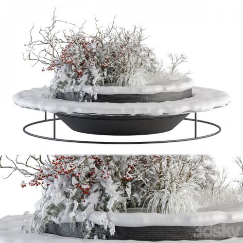 Urban Furniture snowy Bench with Plants- Set 15