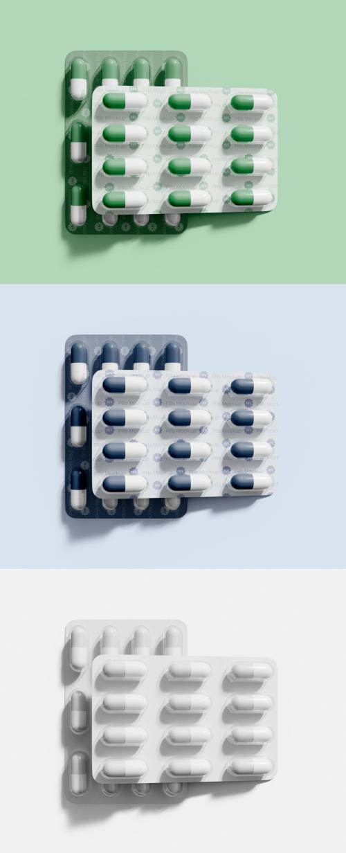 Medication Packaging with Pills Mockup