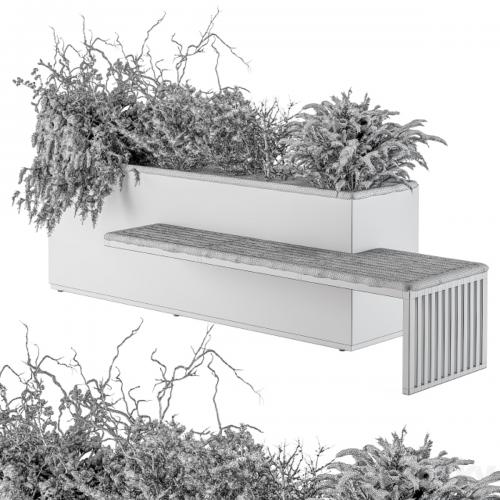 Urban Furniture snowy Bench with Plants- Set 30