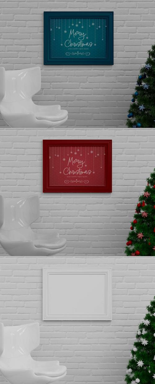 Front View of Christmas Frame Mockup