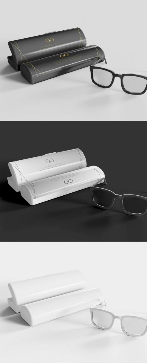 Glasses with Case Mockup