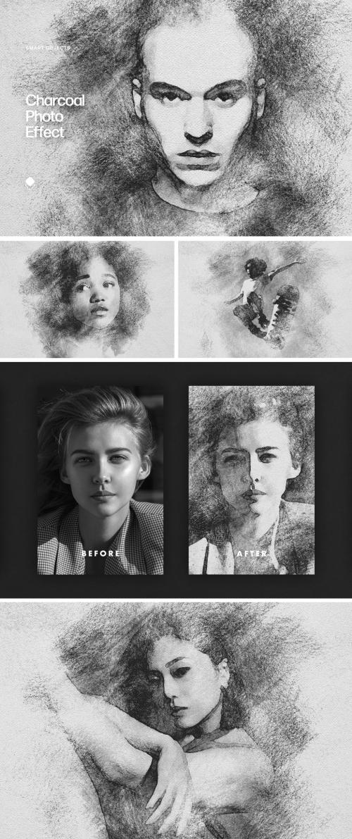 Charcoal Sketch Photo Effect Mockup