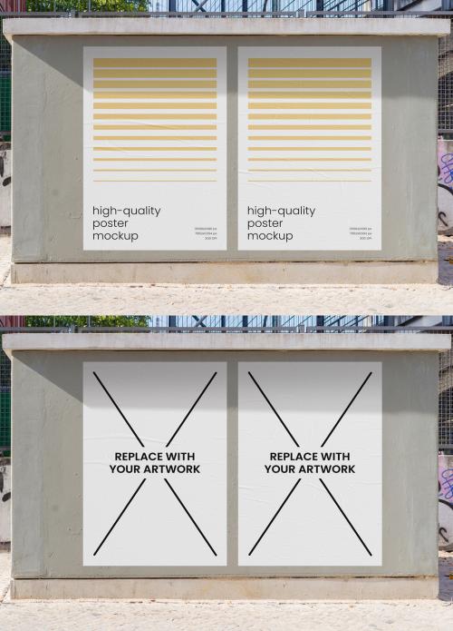 2 Street Glued Outdoor Posters Mockup