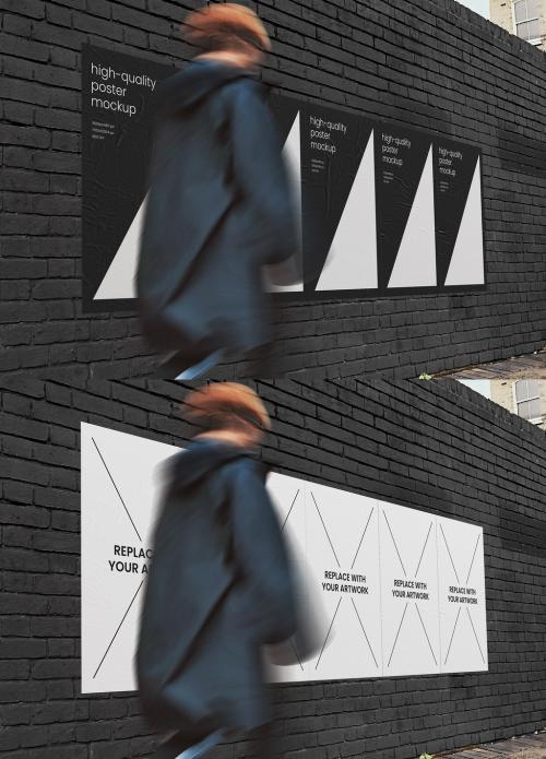 5 Street Glued Outdoor Posters Mockup