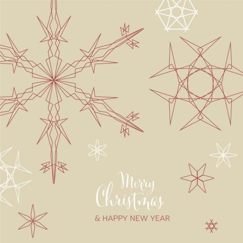 Winter Christmas Card Layout Layout with Geometry Snowflakes