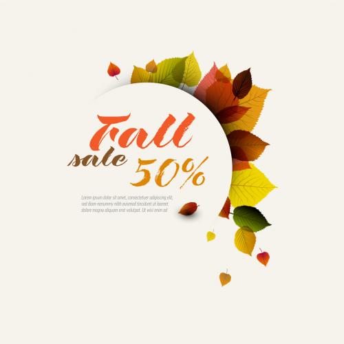 Autumn Leafs Sale Post Banner Layout Layout with Circle Frame