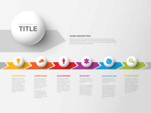 Simple Light Six Sphere Steps Infographic Layout