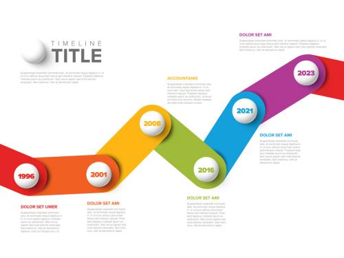 Timeline Layout with Color Stripes on White Background