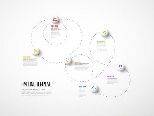 Infographic Dotted Curved Timeline Layout with Sphere Elements