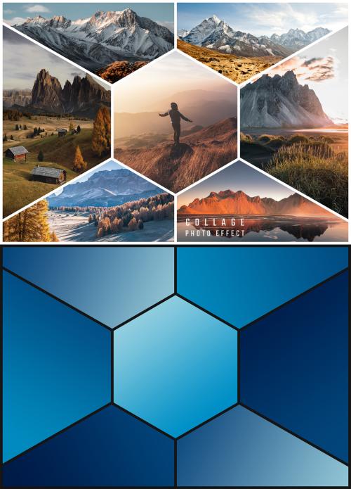 Photo Collage Hexagon Effect Mockup