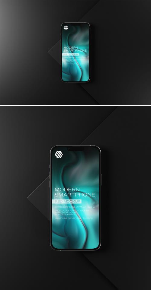 Mobile Phone Mockup on Black Background