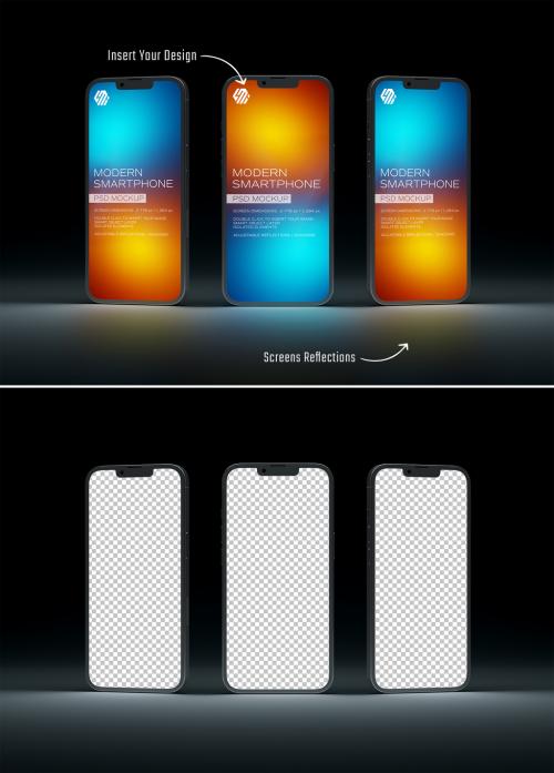 Mobile Phone Screen Mockup on Black