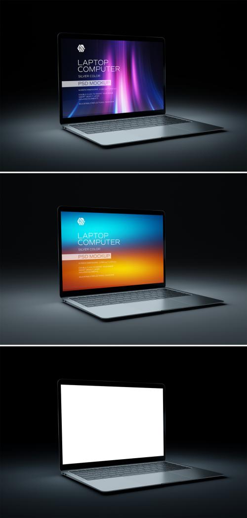 Laptop Computer Mockup Isolated on Black Background