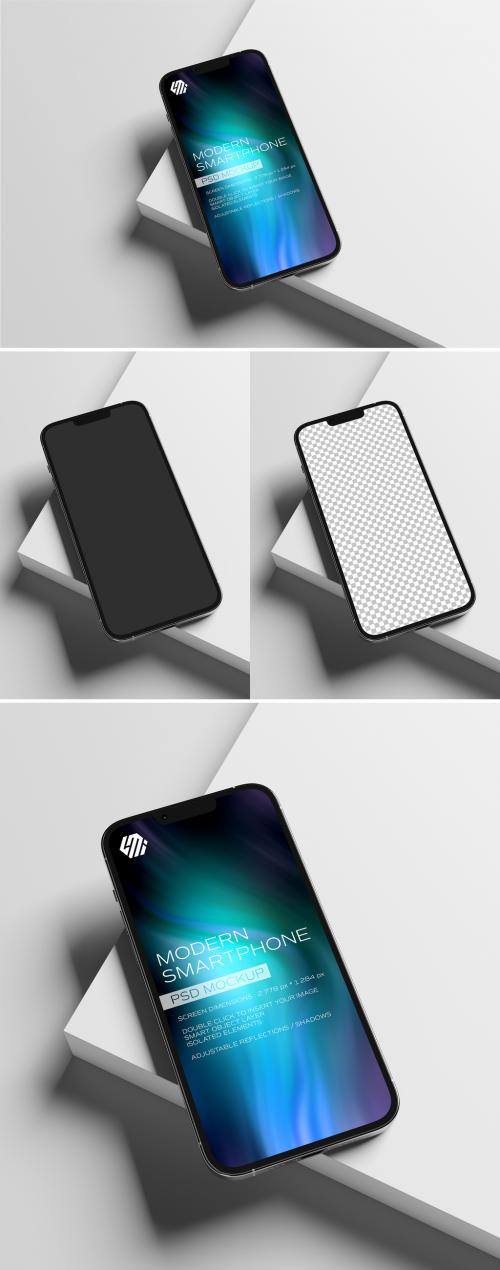 Mobile Phone Screen Mockup on White Display