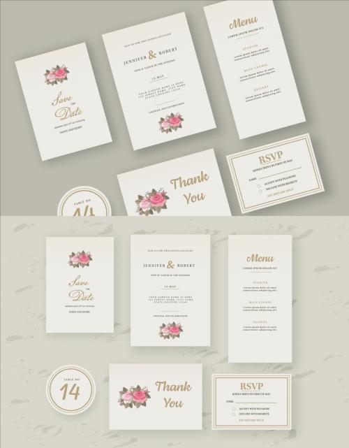 Floral, Minimal Wedding Stationery Set.