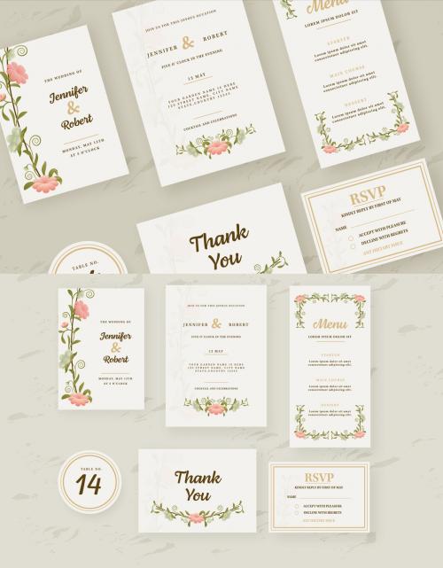 Exquisite Floral, Minimal Wedding Stationery Set.