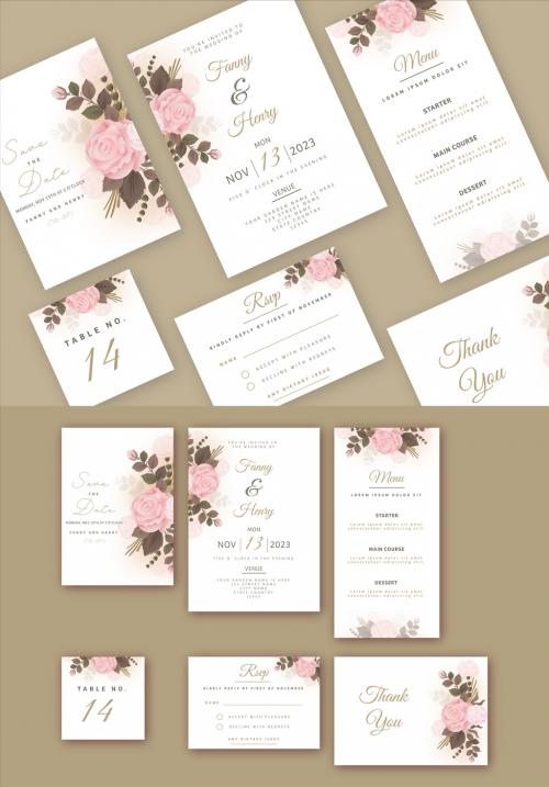 Elegant Floral, Minimal Wedding Stationery Set.