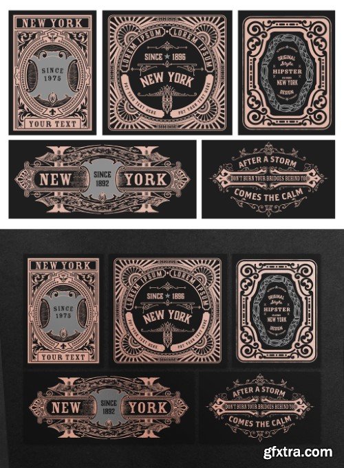 Set of 5 Vintage Labels for Packing