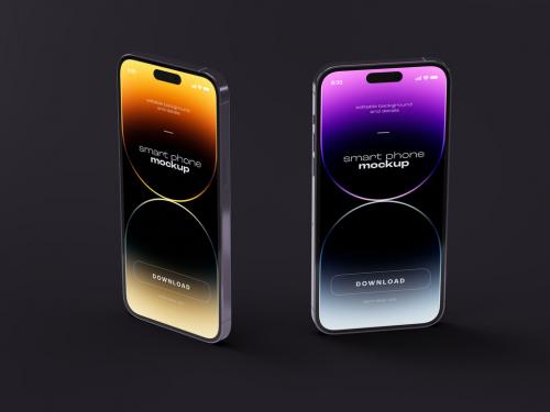 Smart Phone Mockup Design Deep Purple Color