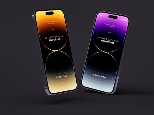 Smart Phone Mockup Design Deep Purple Color