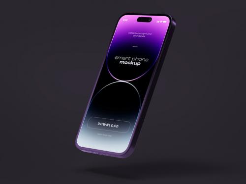 Smart Phone Mockup Design Deep Purple Color