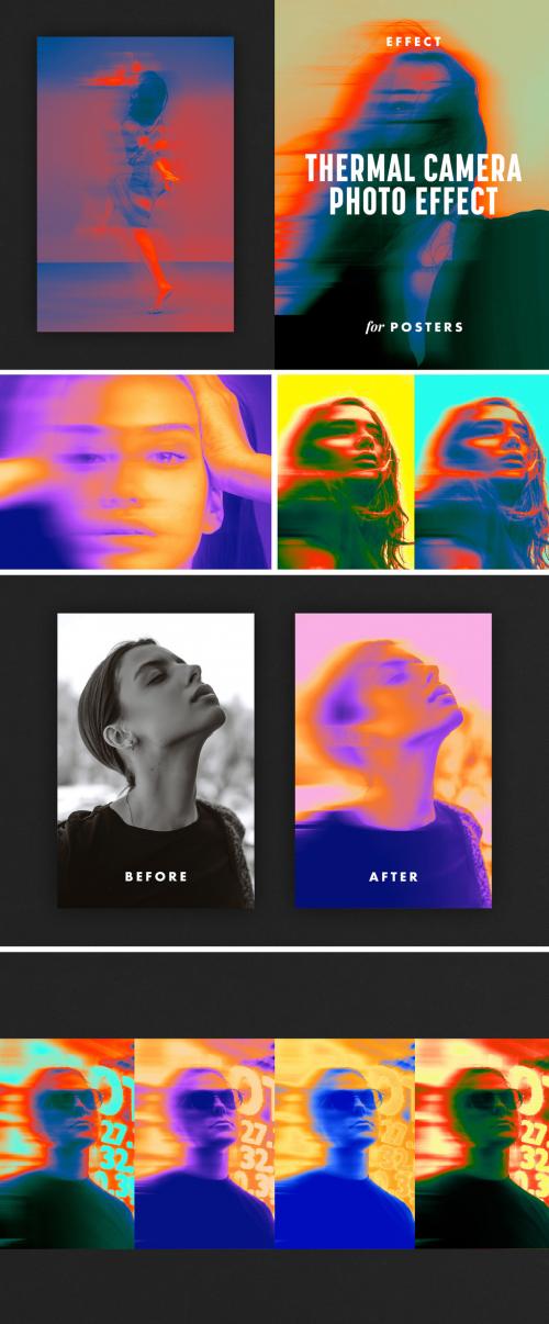 Thermal Camera Poster Photo Effect Mockup