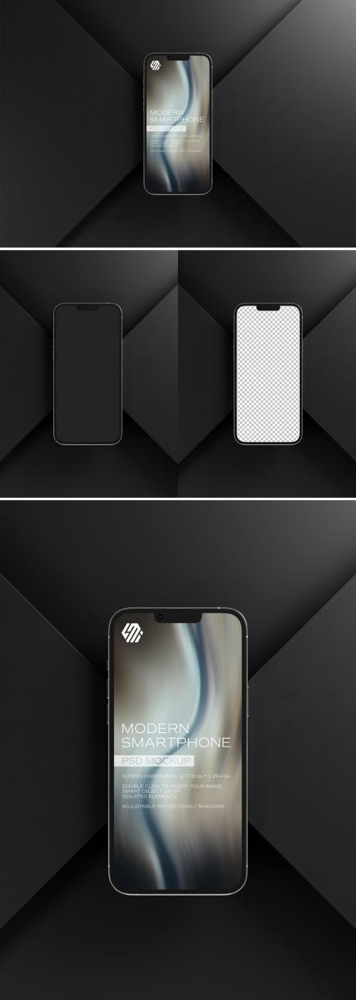 Mobile Phone Screen Mockup on Black