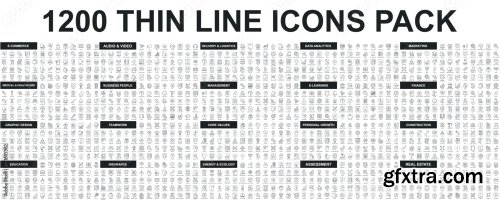 Mega Set Of Vector Thin Line Icons 6xAI