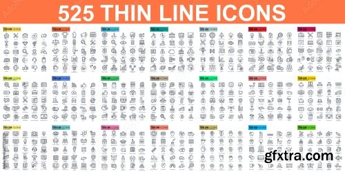 Mega Set Of Vector Thin Line Icons 6xAI