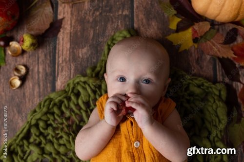 Small Child On A Brown Background 6xJPEG