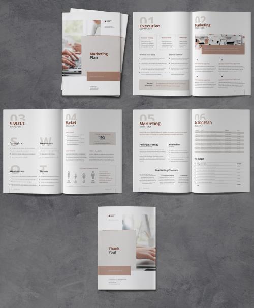 Minimal Business Plan Template with Brown and Beige Accents