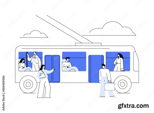 Trolleybus Abstract Concept Vector Illustration 6xAI