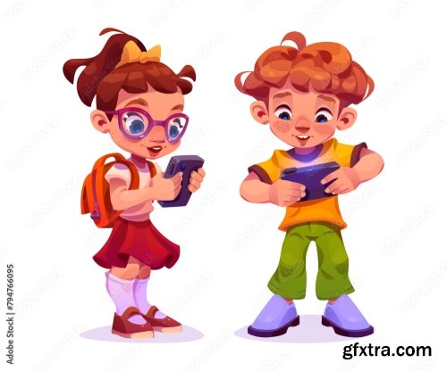 Kids Playing Game On Mobile Phone 6xAI