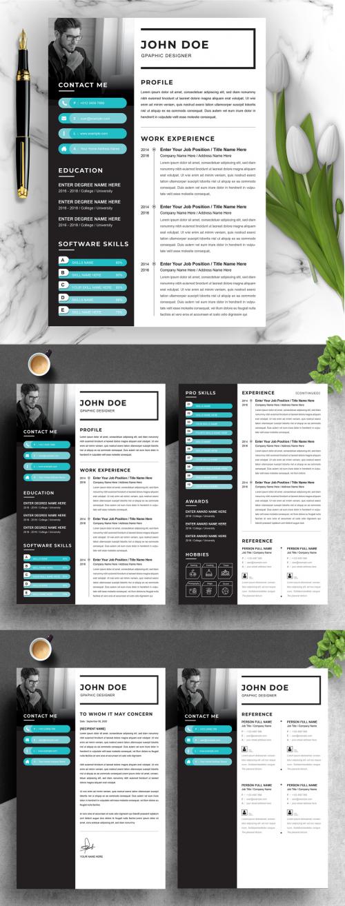 Minimal Resume and Cover Letter And Reference Page Set