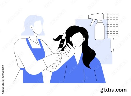 Hairstyling Isolated Cartoon Vector Illustrations 6xAI